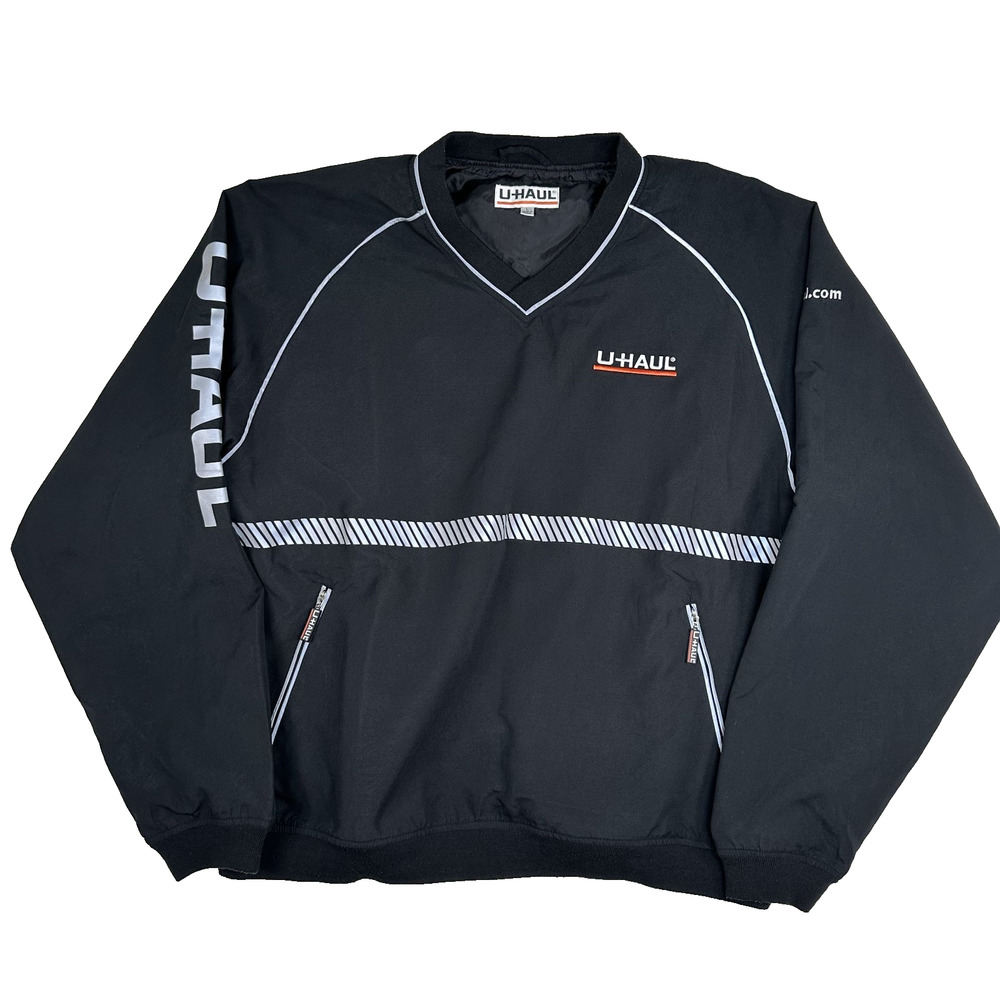 U-Haul Jacket Employee Company Pockets Black Long Sleeve Pullover Men's Size L